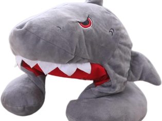Shark Soft Hooded Travel Neck Pillow, Cartoon Animal U Shaped Neck Pillow