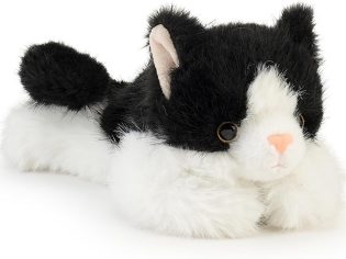 Cat Stuffed Animal 5.9" Cute Plushies Small Plush Toys Gifts for Kids Black and White