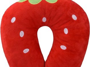 Travel Pillow for Kids, Cute Animal Neck Pillow Support U Shaped Cushion Plush Soft Rest Reading Pillow Sleeping Pillow for Airplane Train Car (Strawberry)