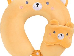 Animal Travel Pillow, Neck Support, Animal Travel Pillow, Cute Animal Travel Pillow, Cute U-Shaped Memory Foam Neck Pillow, Adult Train, Car, Plane, Train, Camping (Light Brown Bear)