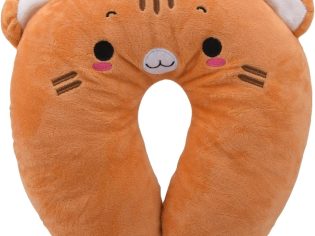 Travel Pillow for Kids, Cute Animal Neck Pillow Support U Shaped Cushion Plush Soft Rest Reading Pillow Sleeping Pillow for Airplane Train Car (Orange Cat)
