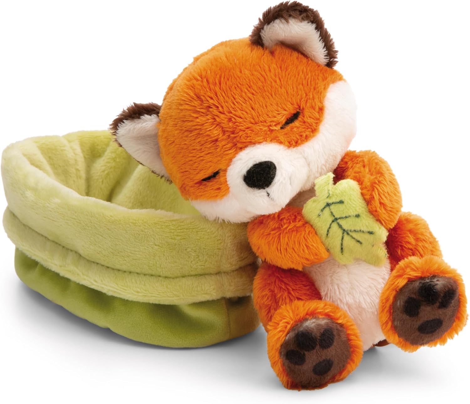 Cuddly Toy Fox with Leaf 12 cm Sleeping in Basket - Orange - Soft Plush Toy - Cute Plush Toy for Cuddling and Playing, for Children and Adults - - Image 2