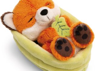 Cuddly Toy Fox with Leaf 12 cm Sleeping in Basket - Orange - Soft Plush Toy - Cute Plush Toy for Cuddling and Playing, for Children and Adults -