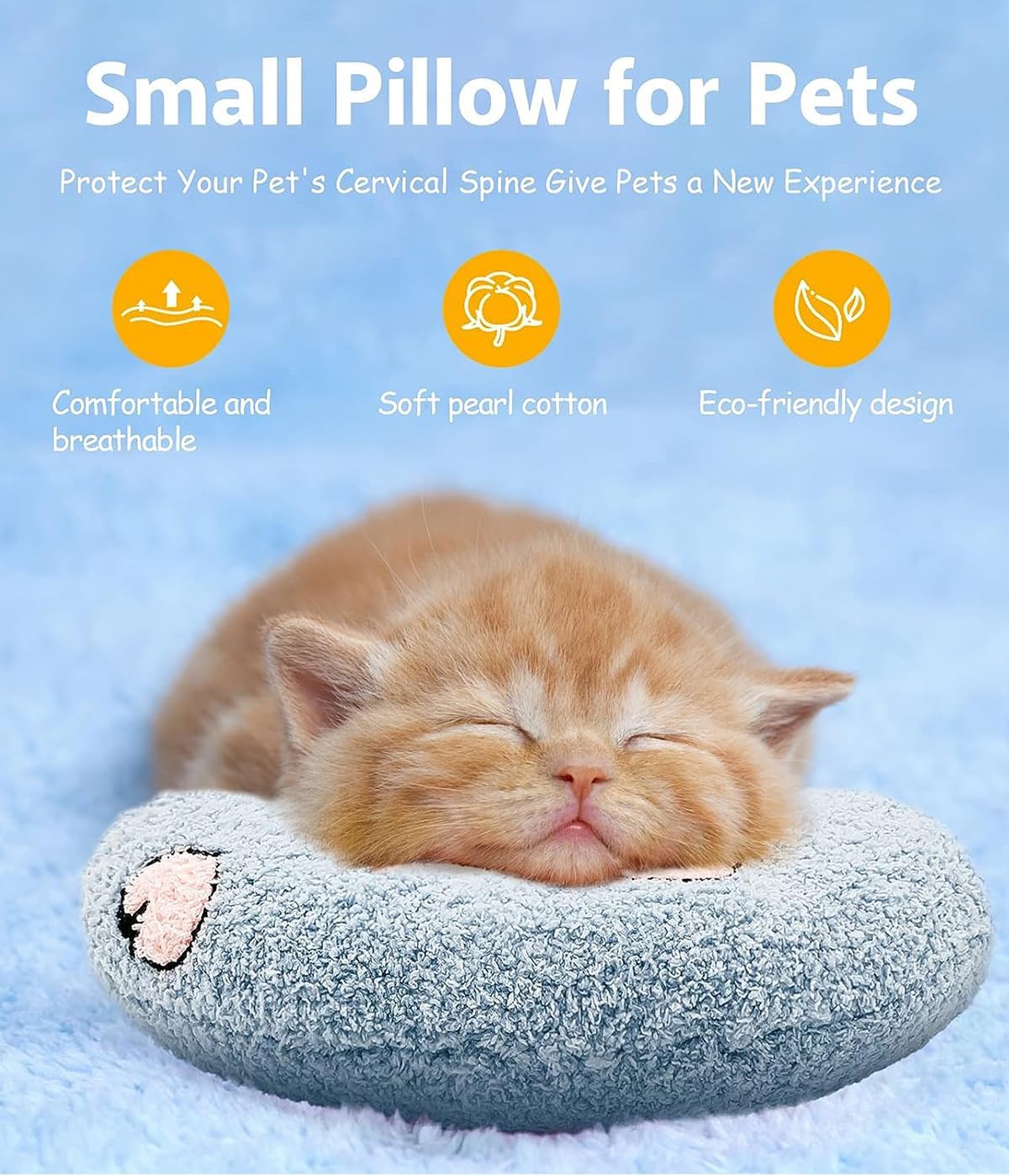 Pack of 2 Pillows for Cats, Washable, Soft Fluffy Pet Soothing Toy, Catnip Plush Toy, Neck Pillow for Pets, U-shaped Pillow for Sleeping, Resting, Playing - Image 2