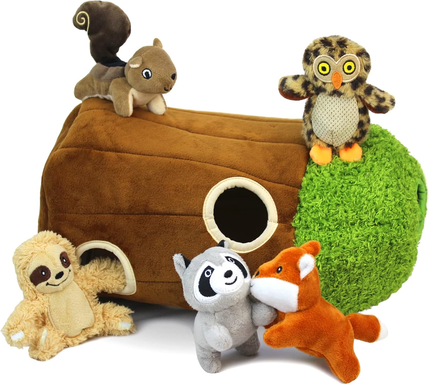 Hide and Seek Dog Puzzle Puppy Toys, Interactive Squeaky Plush, Stuffed Toys for Dogs (Sheep, Panda, Forest Animals) (Tree Hole Mix Large) - Image 2